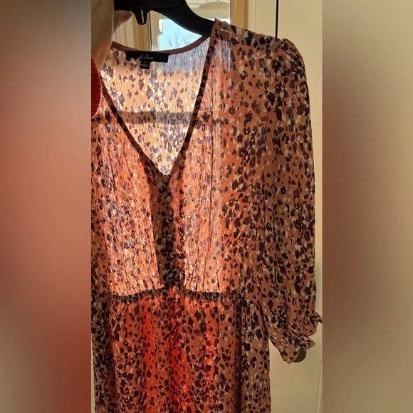 Lulus Size Small Dusty Rose Mauve Multi Print Mini Dress Half Sleeve V-Neck - Picture 6 of 8